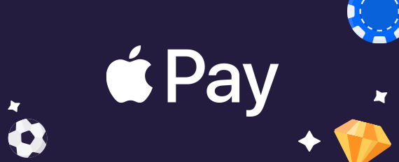Apple Pay logo with casino symbols in background