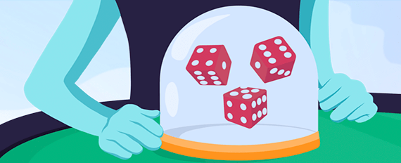 dealer bouncing three dice for sic bo
