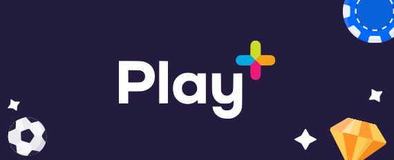playplus logo with gambling symbols in background