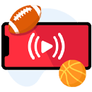 Phone screen with football and basketball at different ends