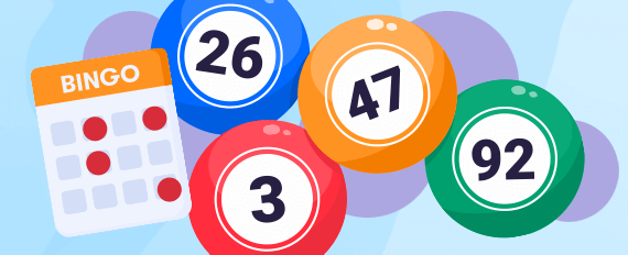 A bingo card next to four bingo balls