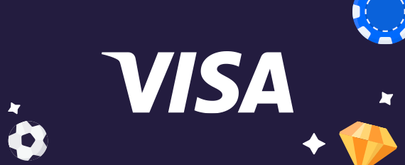 Visa logo with casino-related symbols
