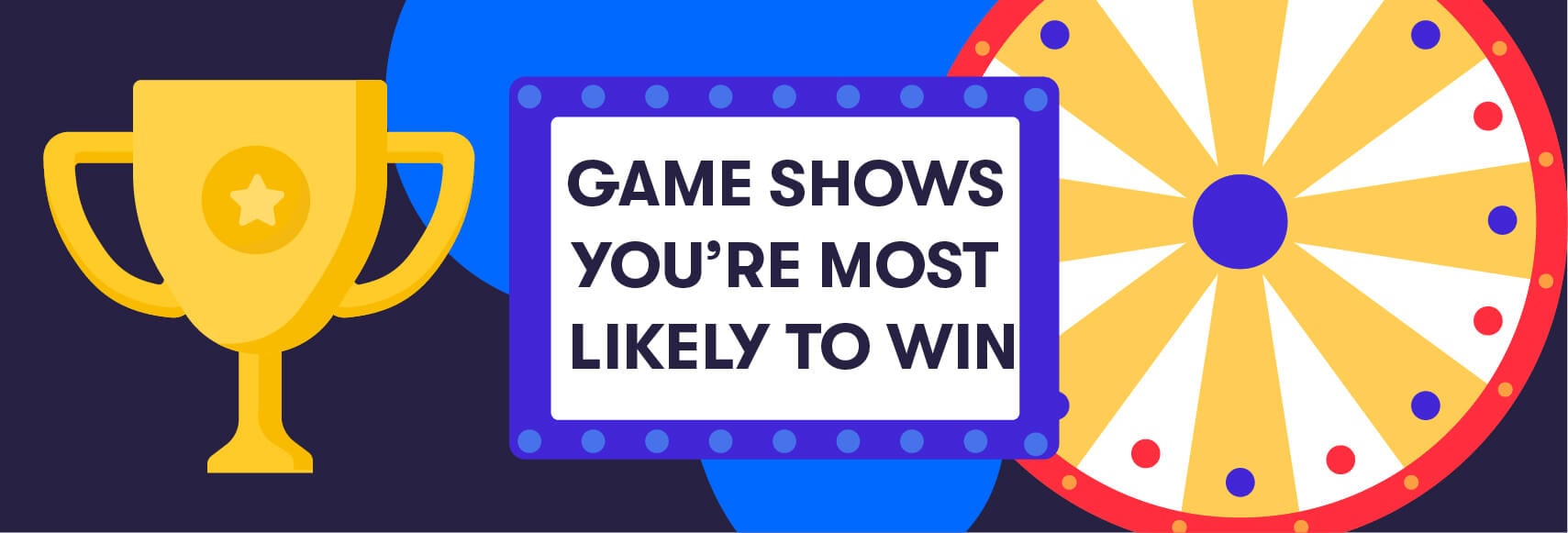 graphic featuring a trophy and game wheel with the text game shows you're most likely to win
