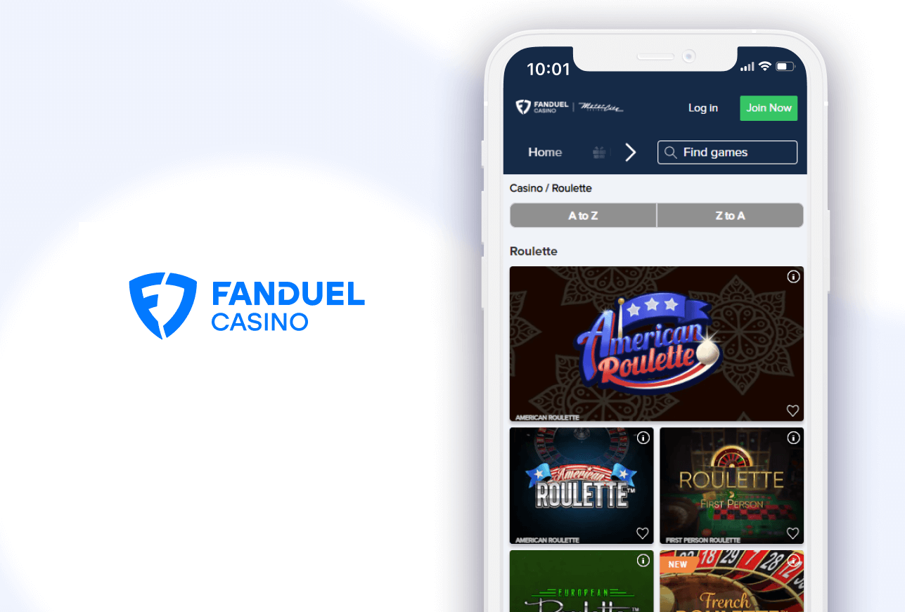 Screenshot Main Page Fanduel Casino