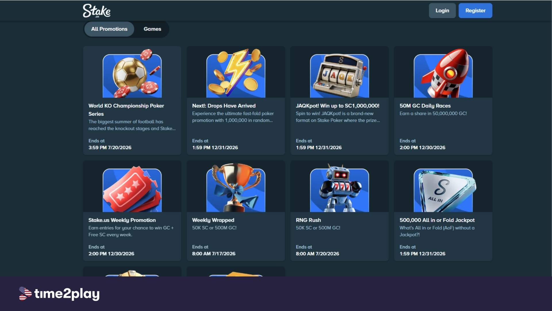 Stake.us promotions screenshot