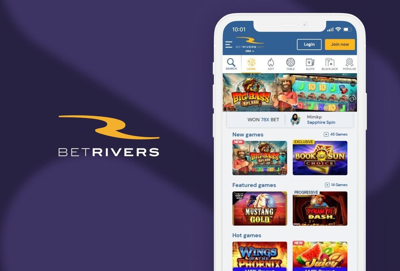 BetRivers casino homepage on mobile device