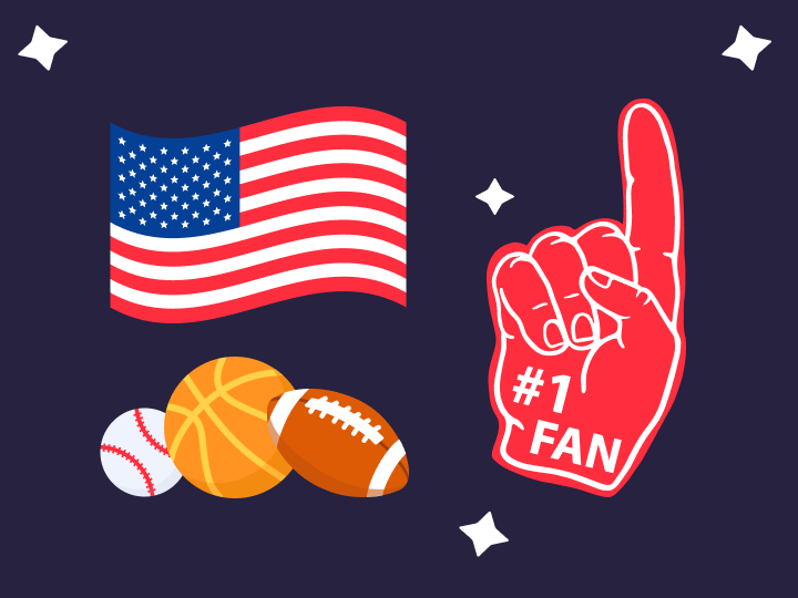 Image shows iconography and artwork related to sports fans.