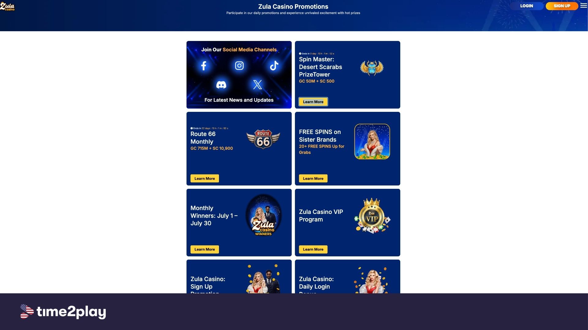 Zula Casino available promos