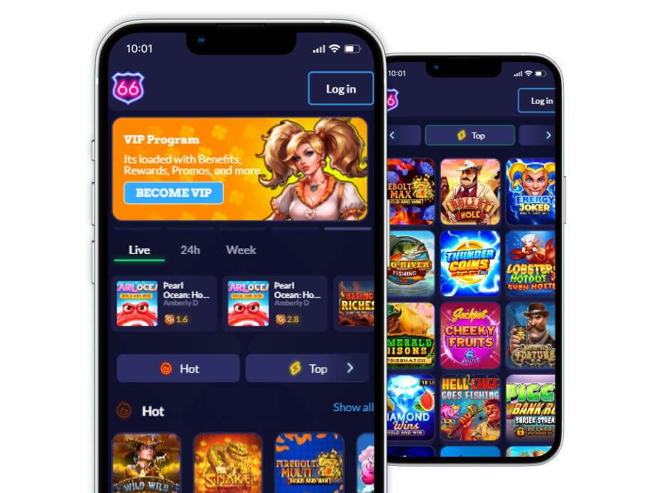 Mobile screenshots of Sixty6 casino