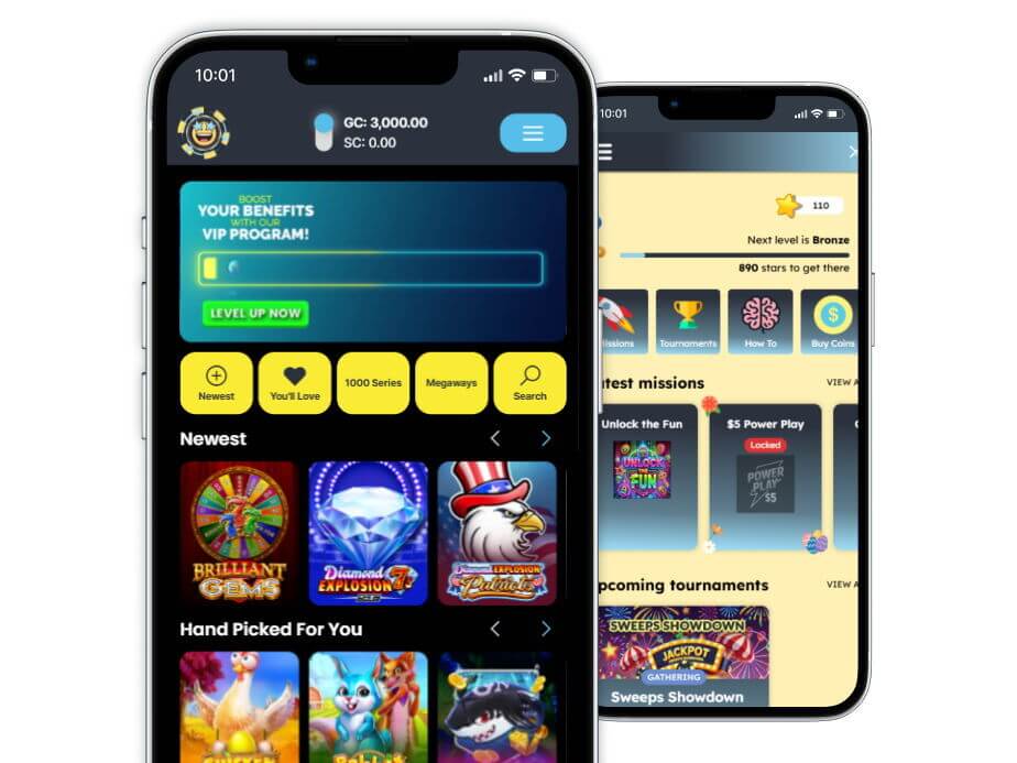 Spinfinite homepage on two mobile devices