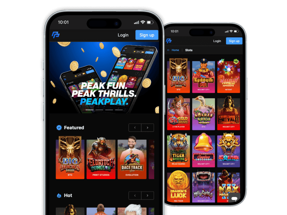 PeakPlay casino mobile screenshots