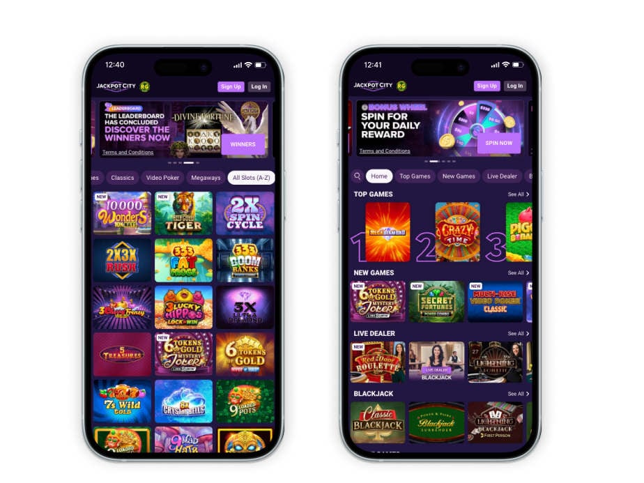 Jackpot City mobile screenshots
