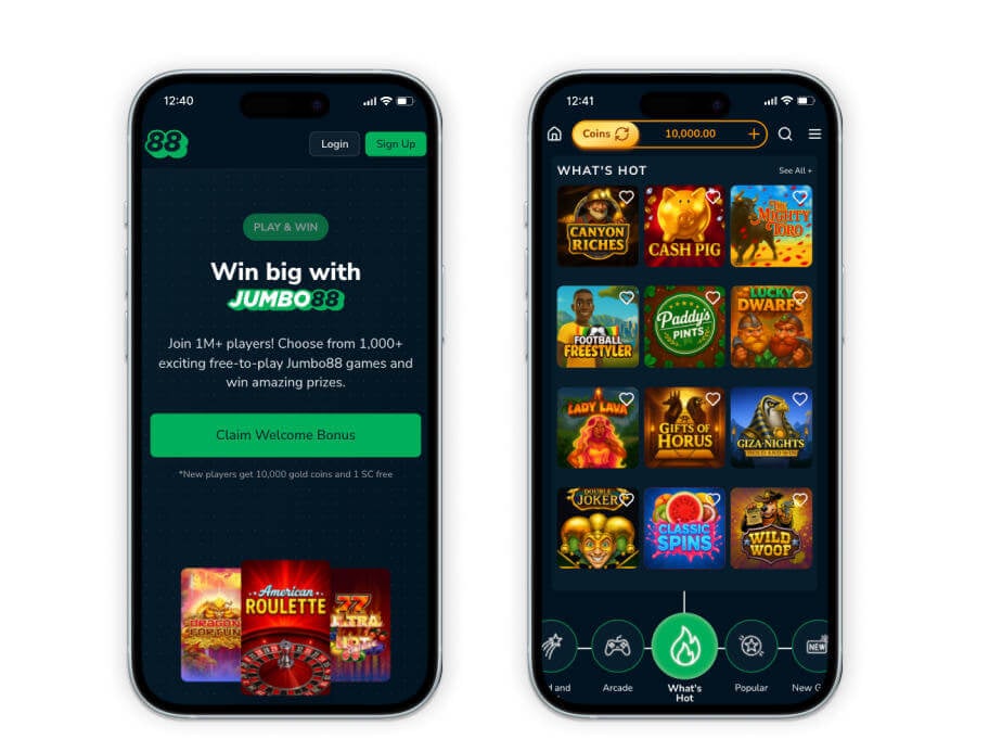 Jumbo88 homepage on two mobile devices