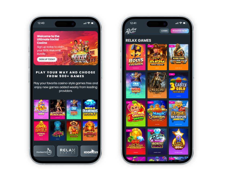 Rolling Riches login page