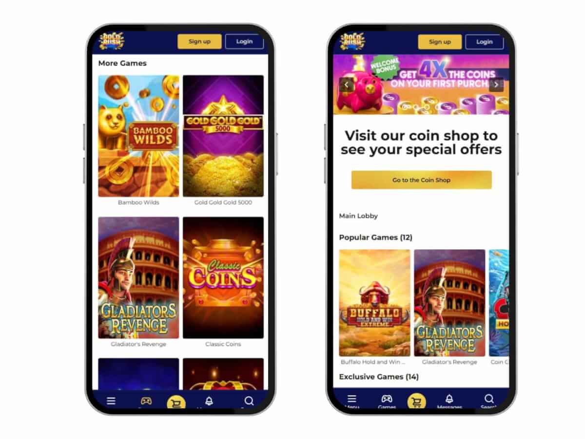 Gold Rush City homepage on a mobile device