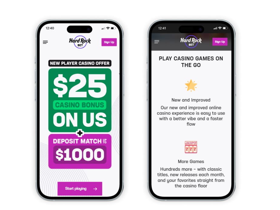 Hard Rock Bet login page