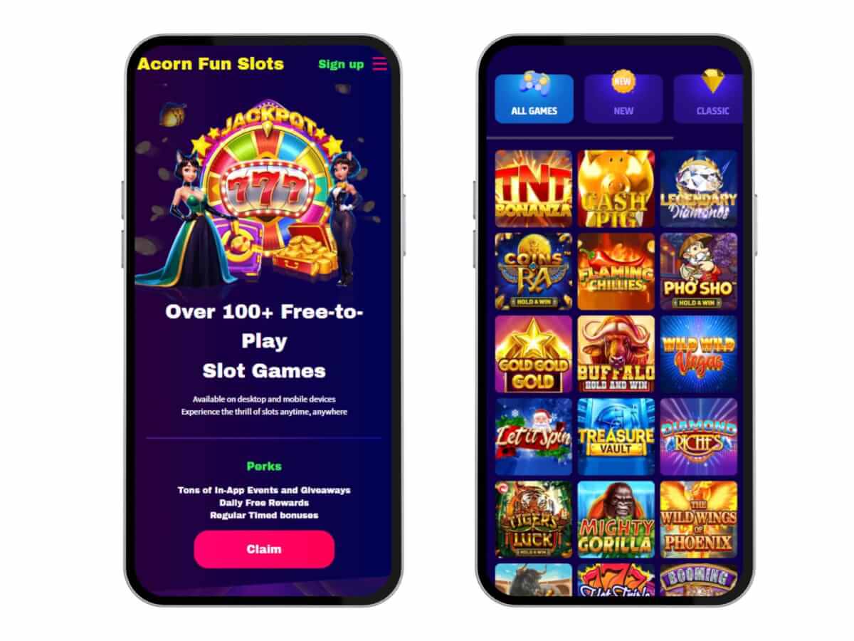 AcornFun mobile homepage screenshots