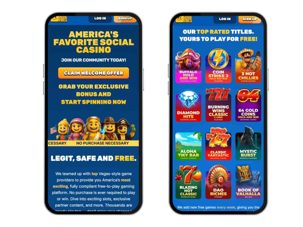 Good Vibes homepage on a mobile device