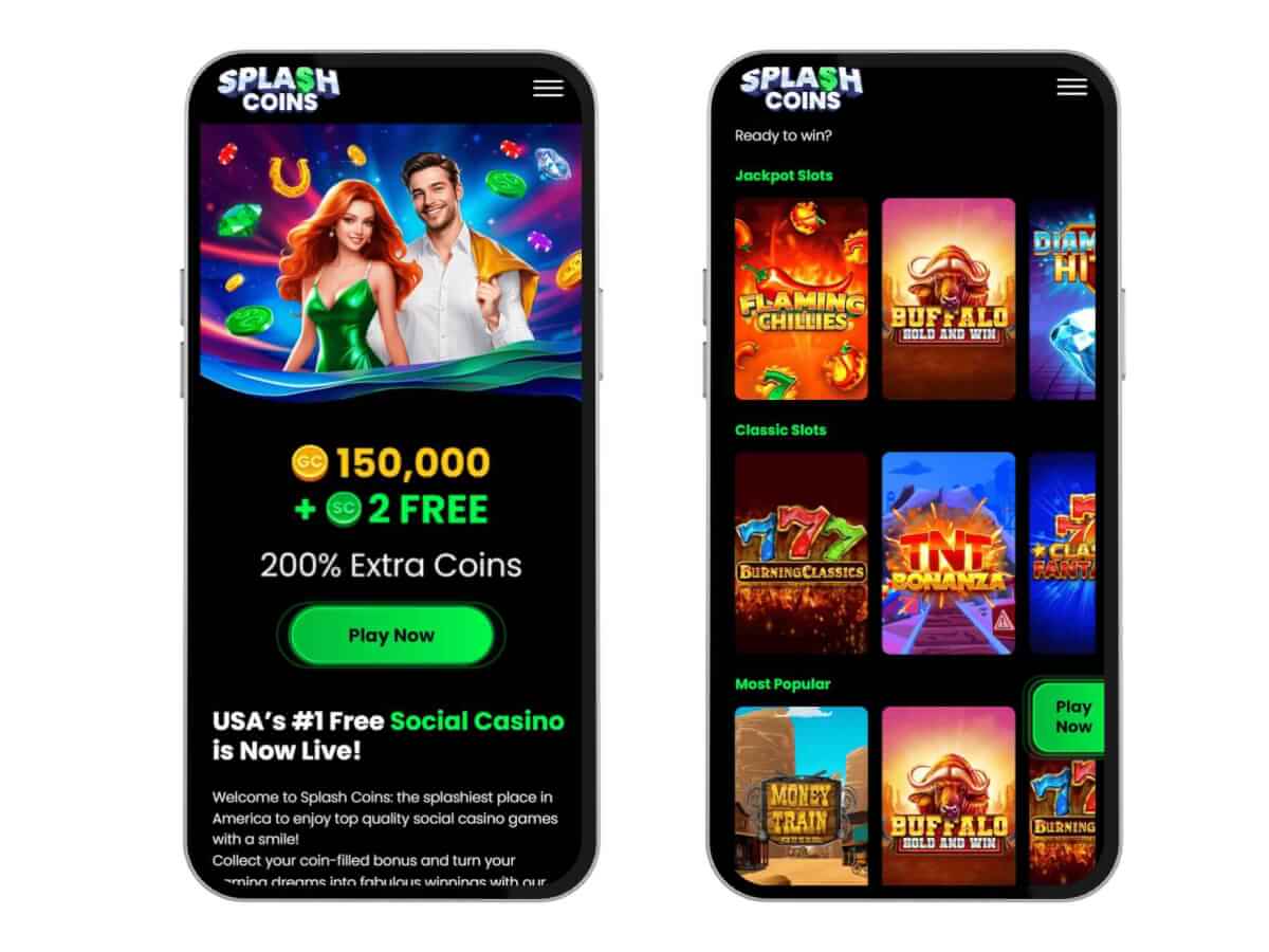 Splash Coins mobile homepage
