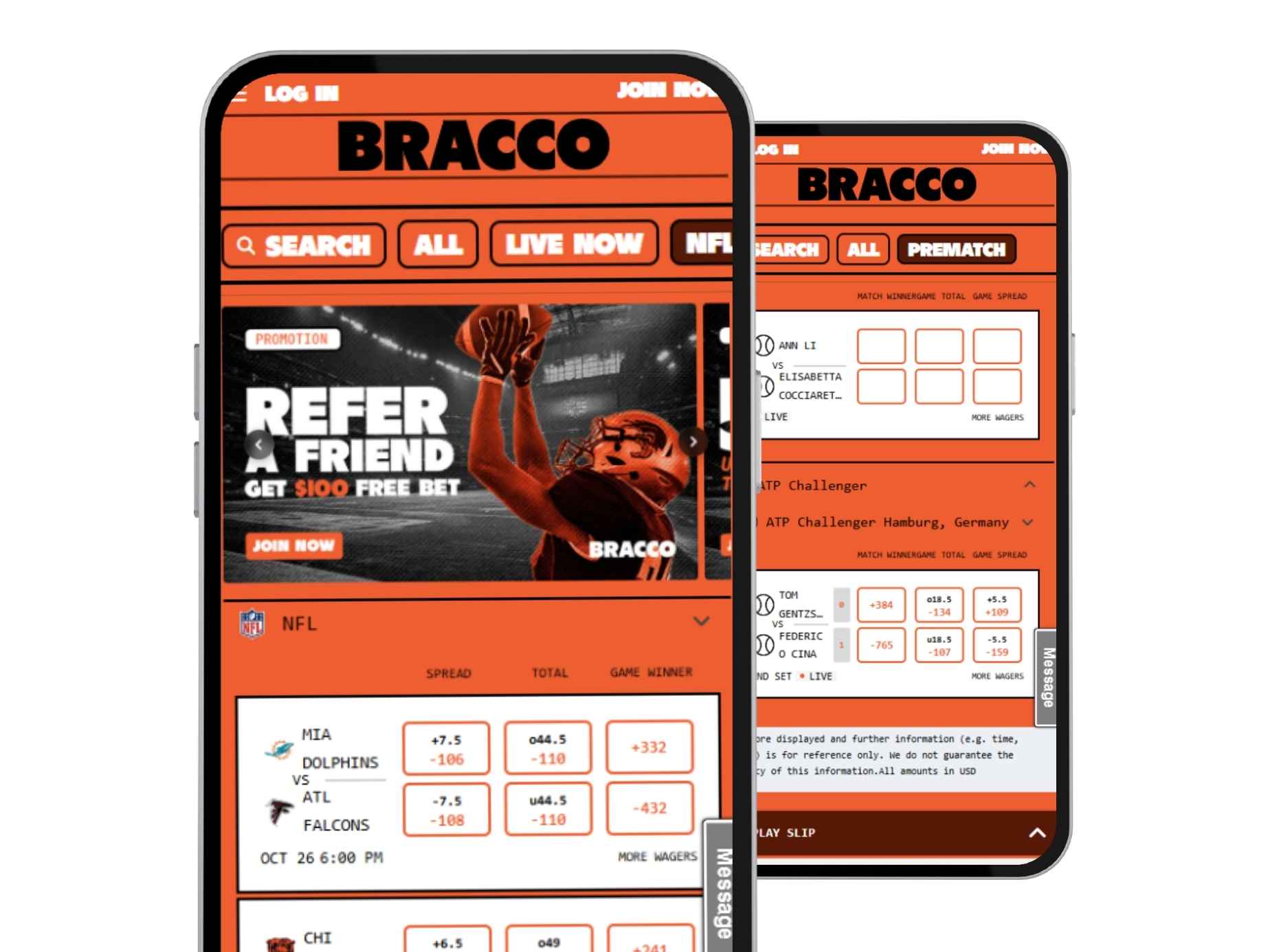 Bracco sportsbook mobile screenshot