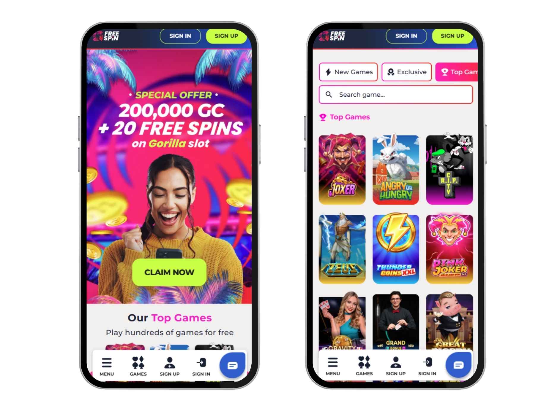 FreeSpin casino on mobile