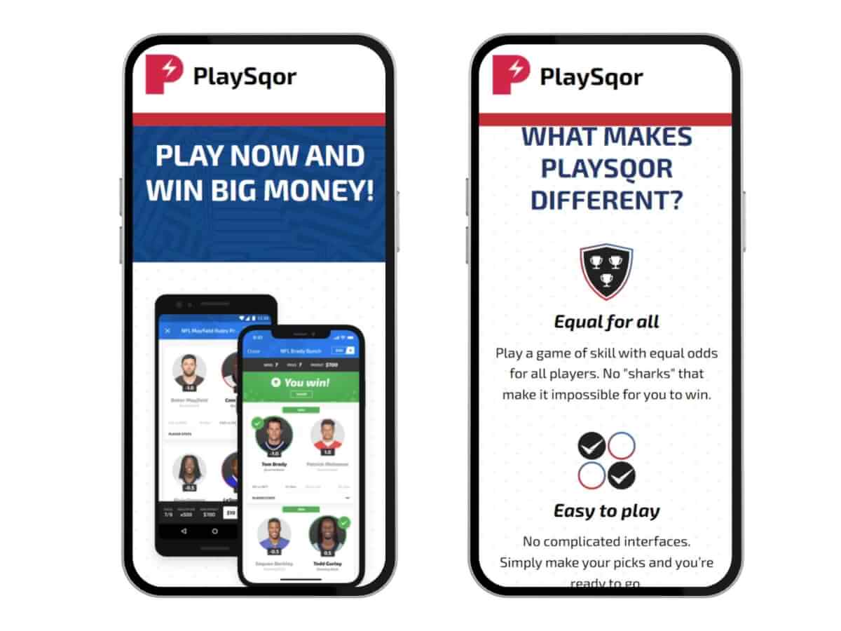 PlaySqor homepage mobile screenshots