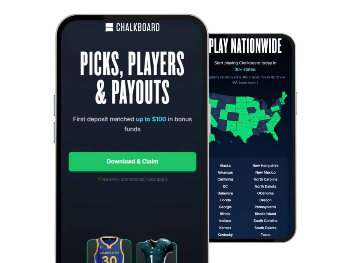 Chalkboard homepage on two mobile devices