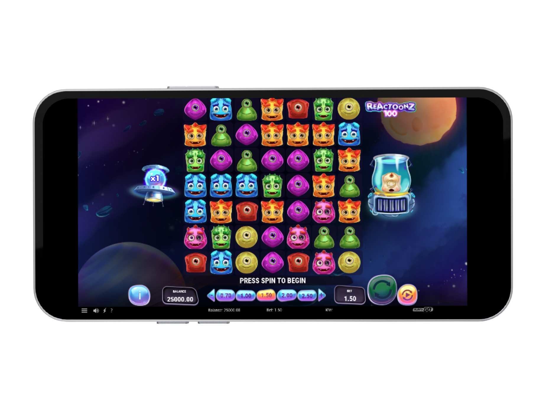 Reactoonz 100 mobile landscape screenshot