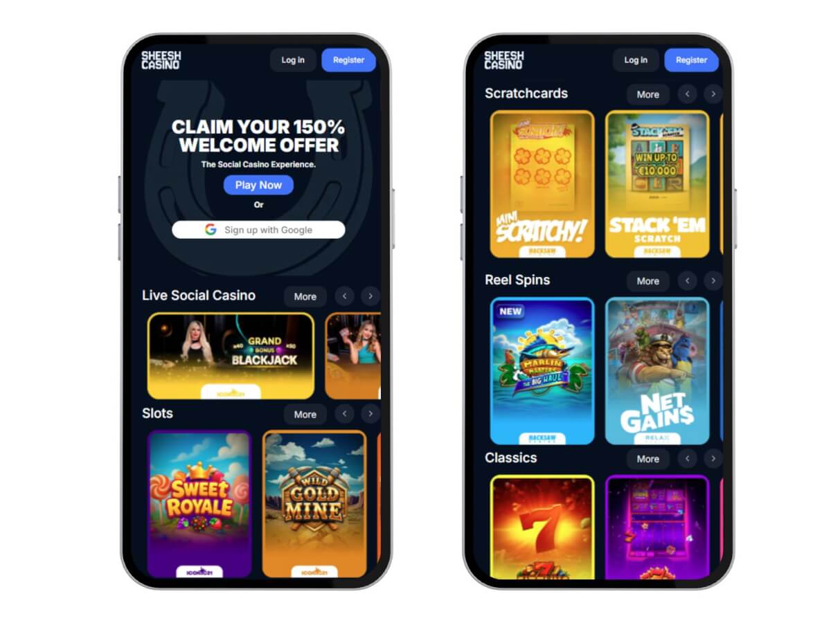 Sheesh Casino mobile games lobby