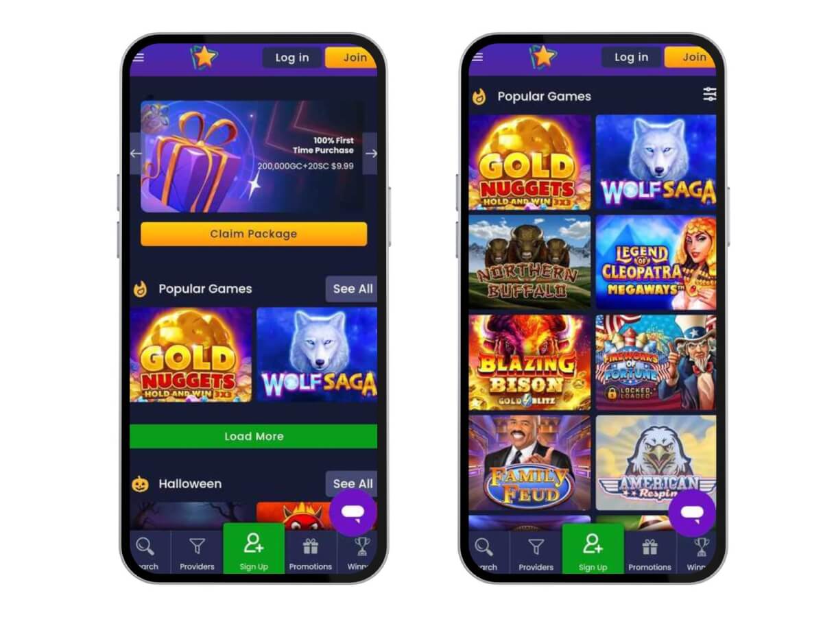 VegasGlory mobile homepage