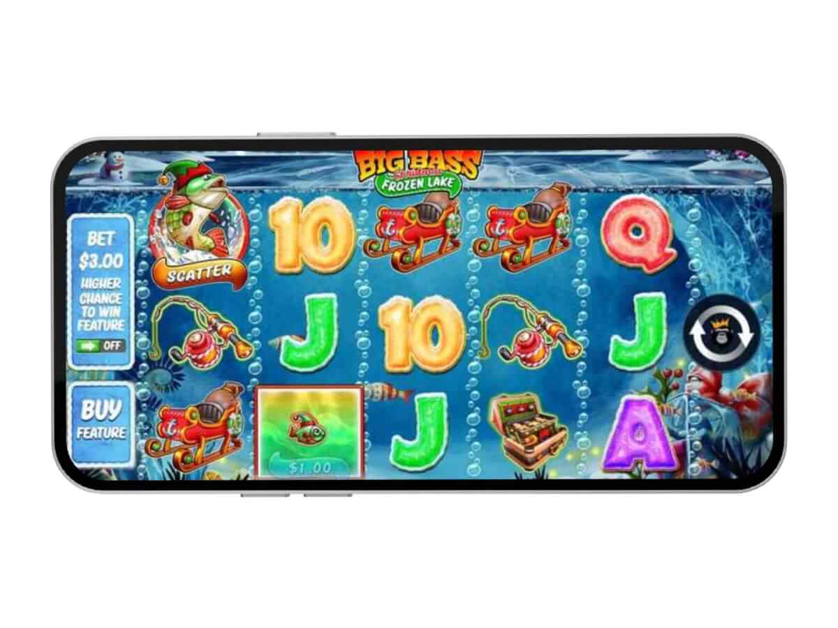 Big Bass Christmas Frozen Lake mobile landscape gameplay