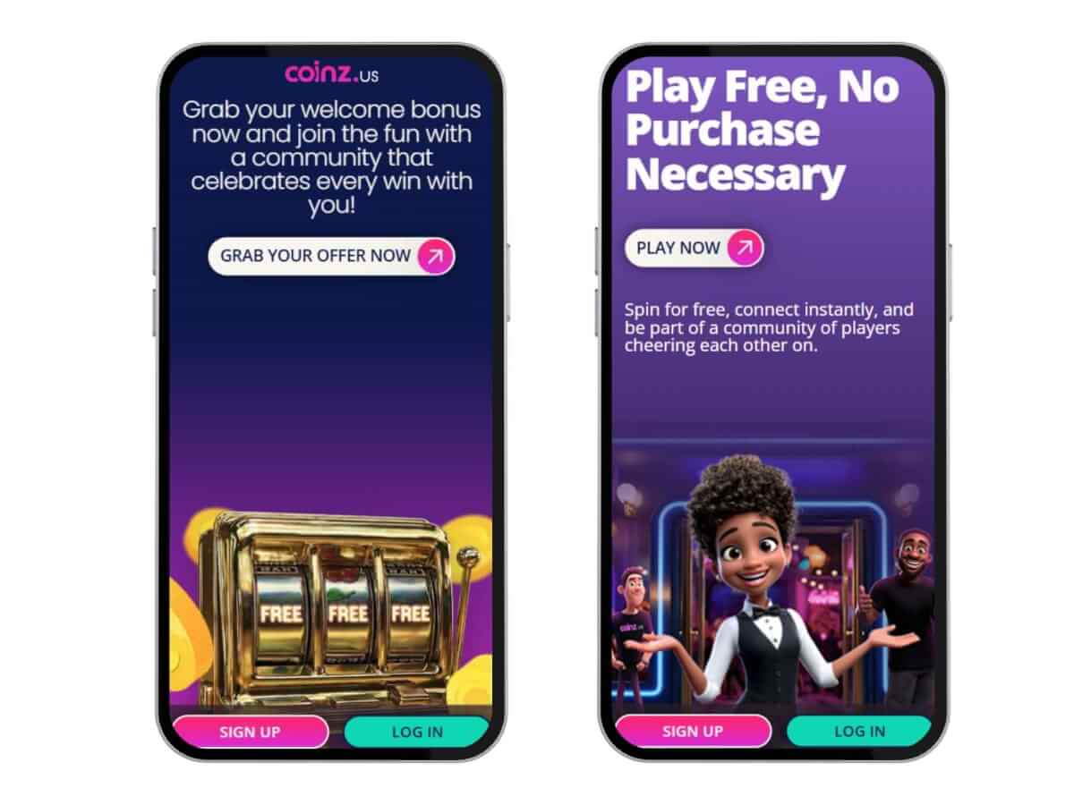 Coinz.us mobile homepage