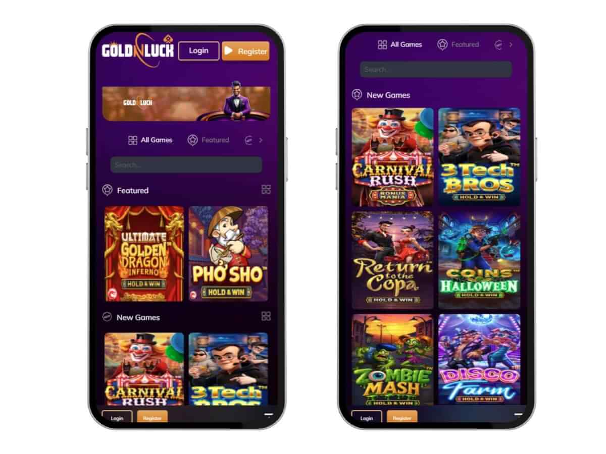 GoldNLuck mobile games lobby