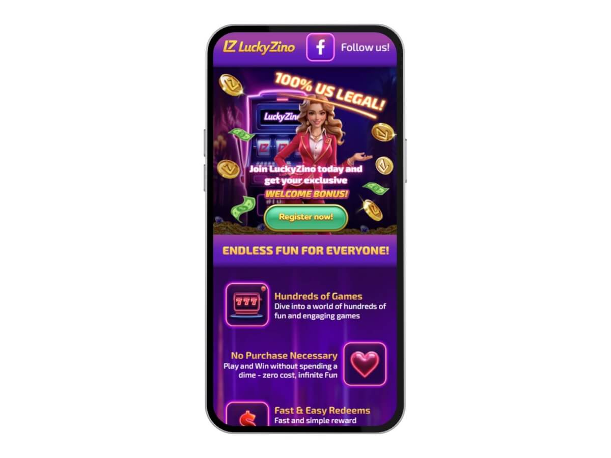 LuckyZino mobile homepage