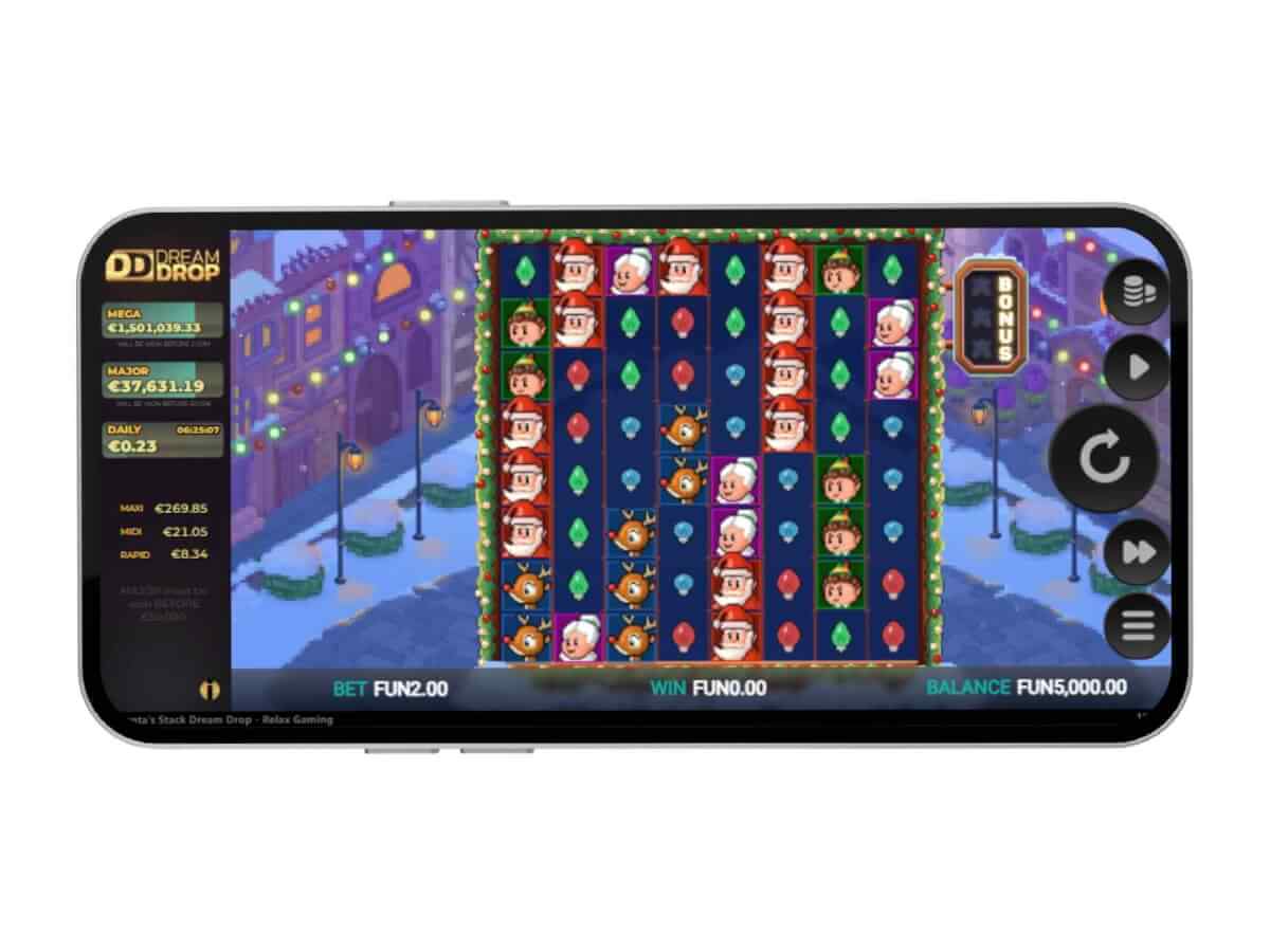Santa's Stack Dream Drop jackpot slot on mobile