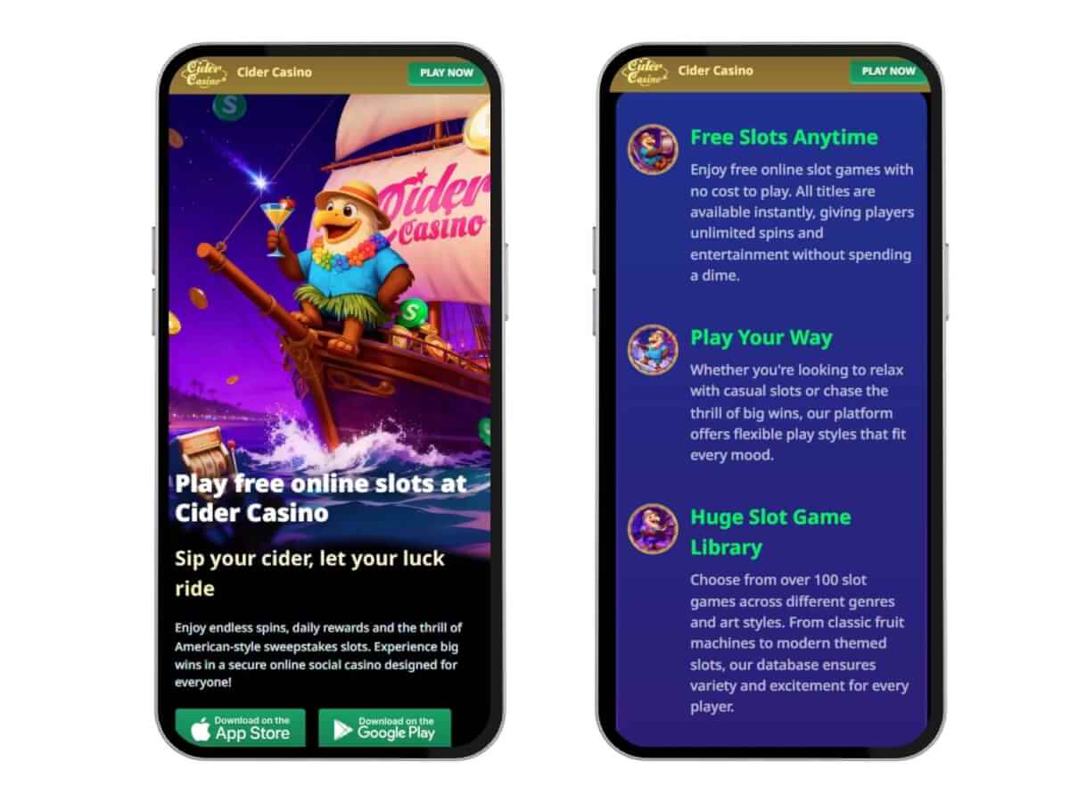 Cider homepage screenshots