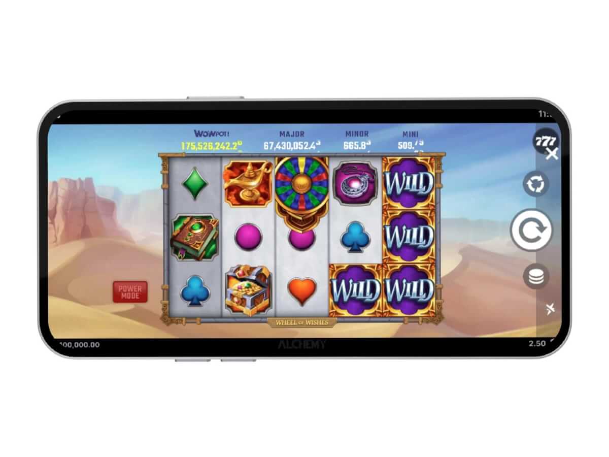Wheel of Wishes landscape gameplay on a mobile device