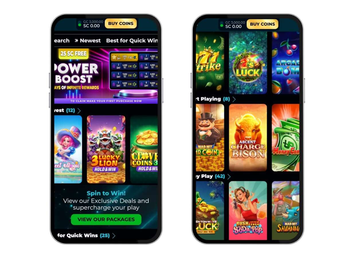 Zonko Casino Two Screenshots on Mobile View