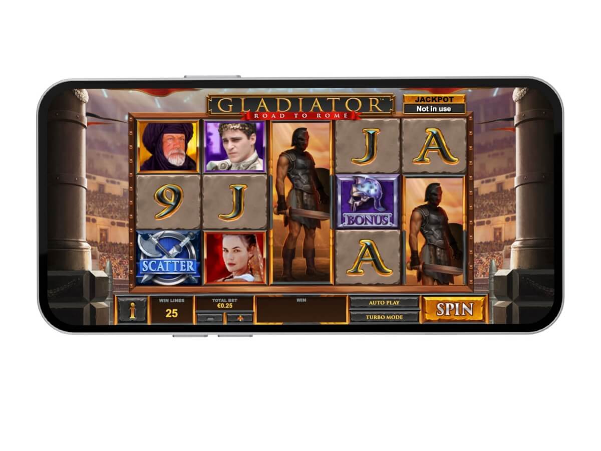 Gladiator: Road to Rome slot game screenshot in landscape