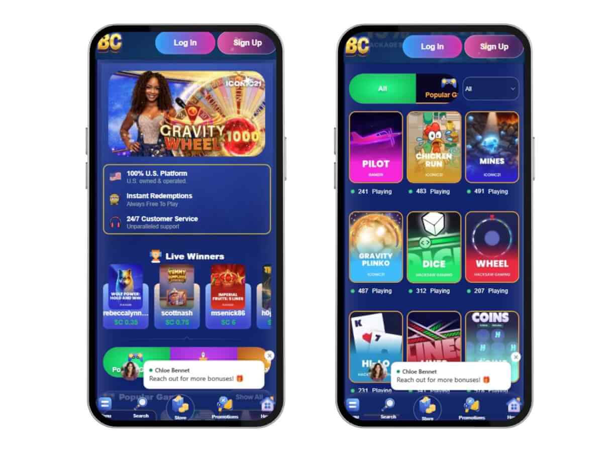BangCoins games lobby screenshot