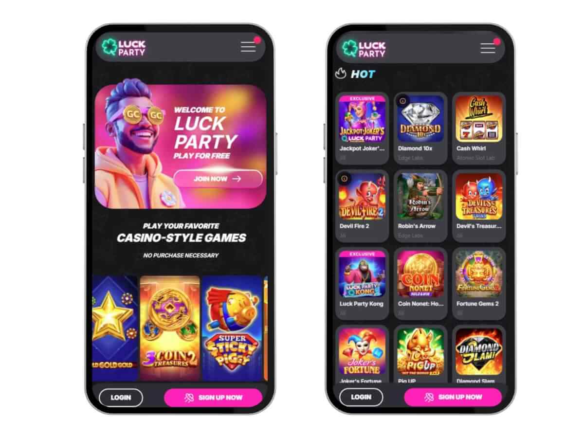 Luck Party mobile game lobby