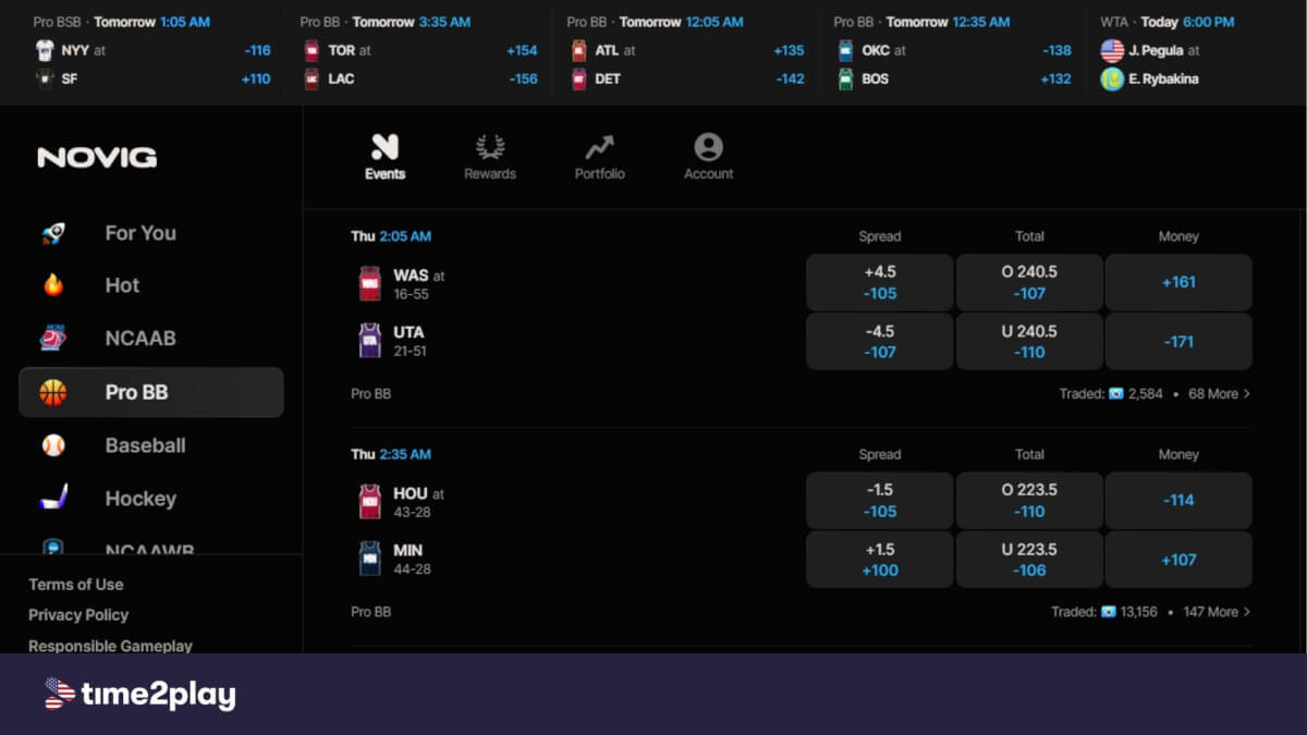 Novig desktop homepage screenshot