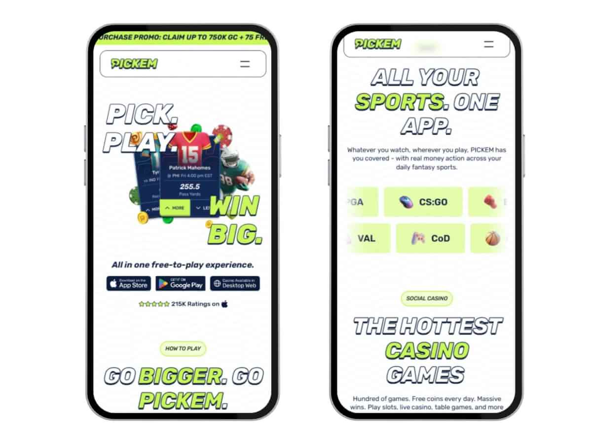 PICKEM homepage mobile screenshot