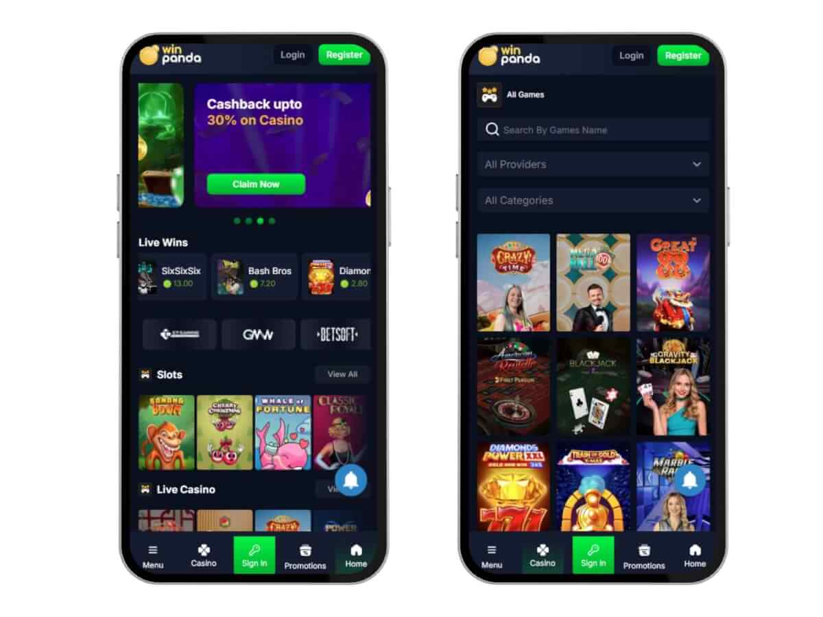 WinPanda mobile homepage screenshot