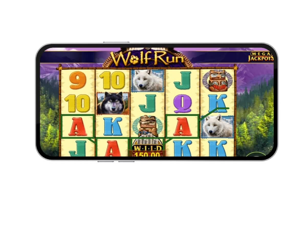 Wolf Run MegaJackpots screenshot on a mobile device