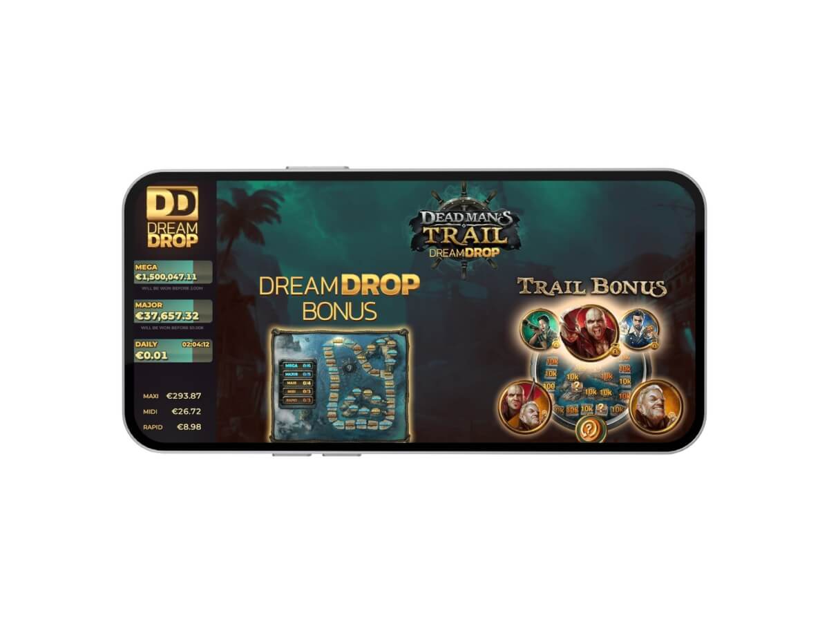 Screenshot of a mobile representation of the game Dead Man's Trail Dream Drop from relax Gaming