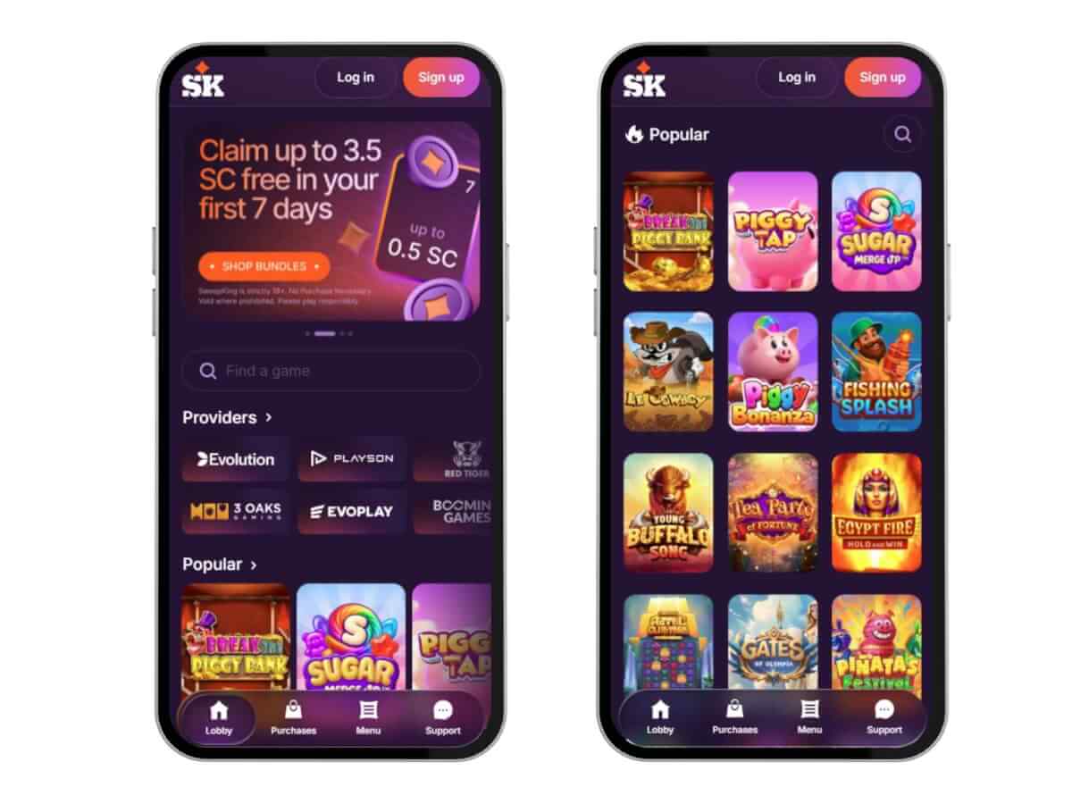 SweepKing gameplay lobby on two mobile devices