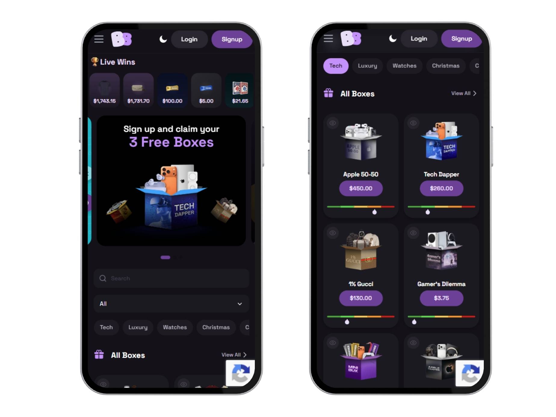 BigBux mobile homepage