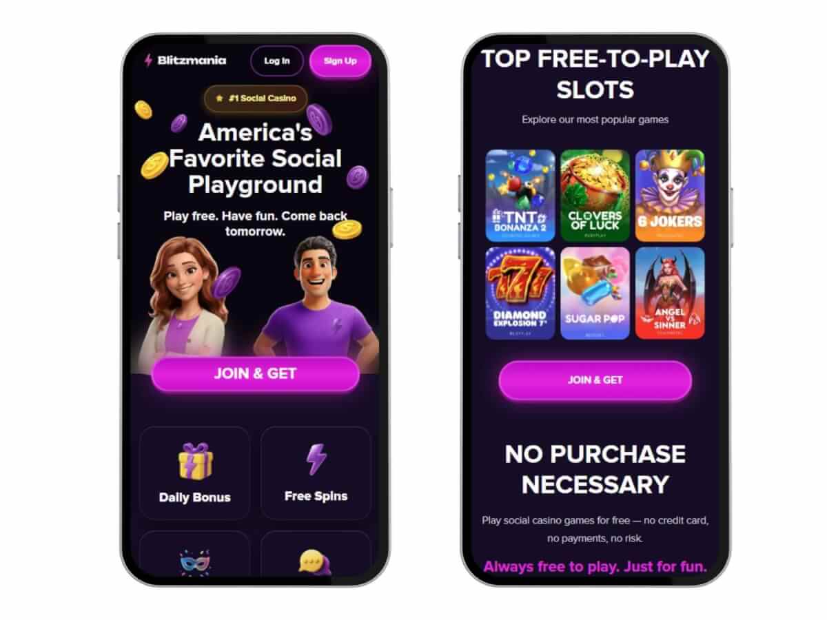 Blitzmania screenshots on 2 mobile devices