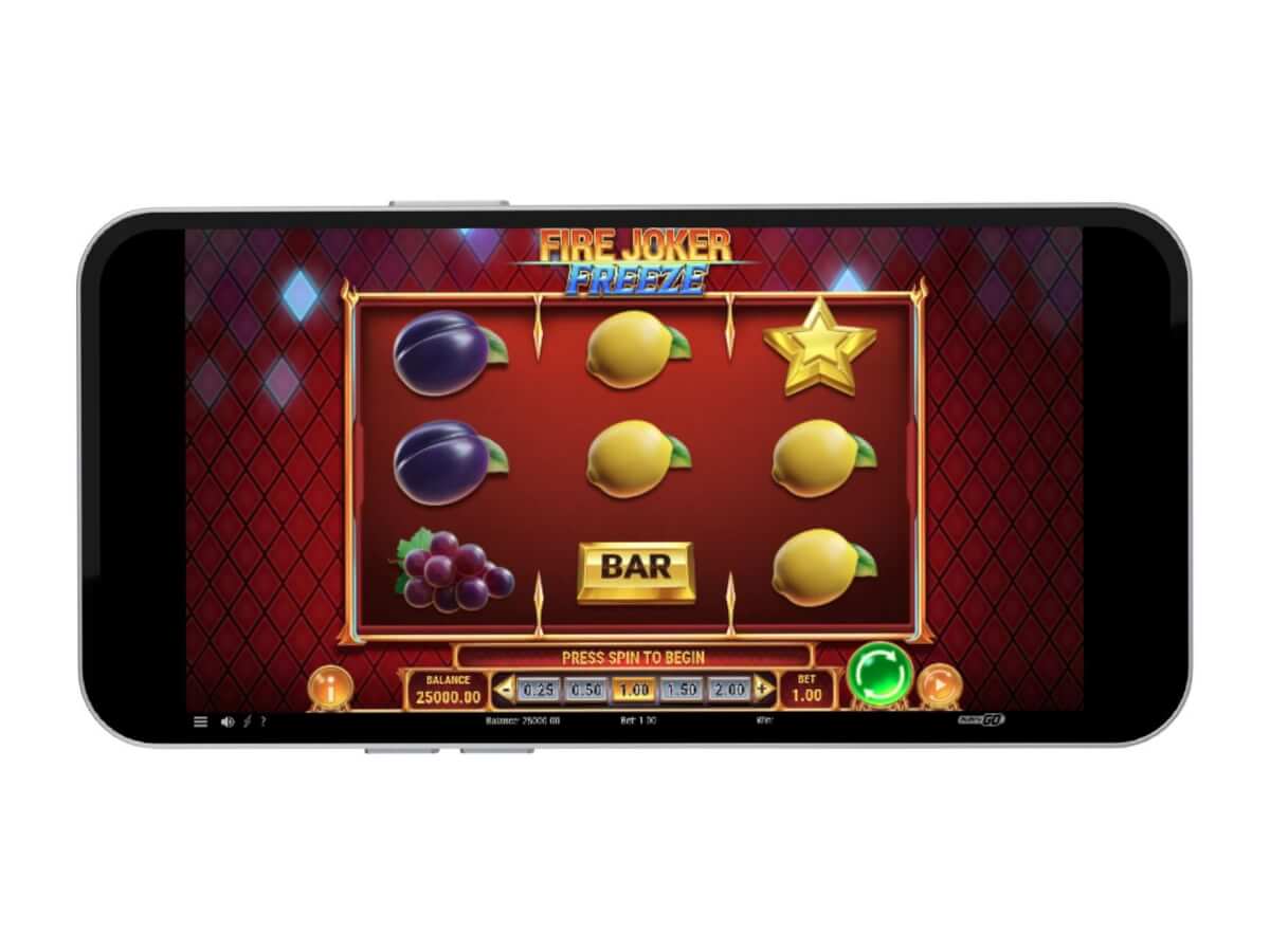 Fire Joker Freeze gameplay on a landscape mobile device